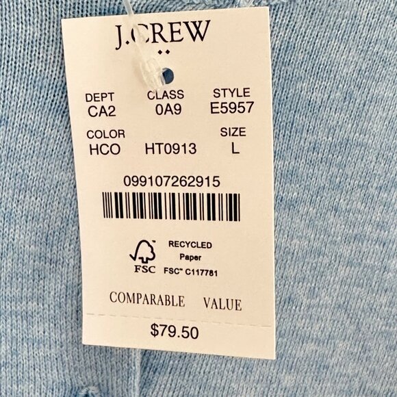 NEW J.Crew Classic Cotton Cardigan Sweater Blue Preppy Minimalist Collegiate - Picture 8 of 10